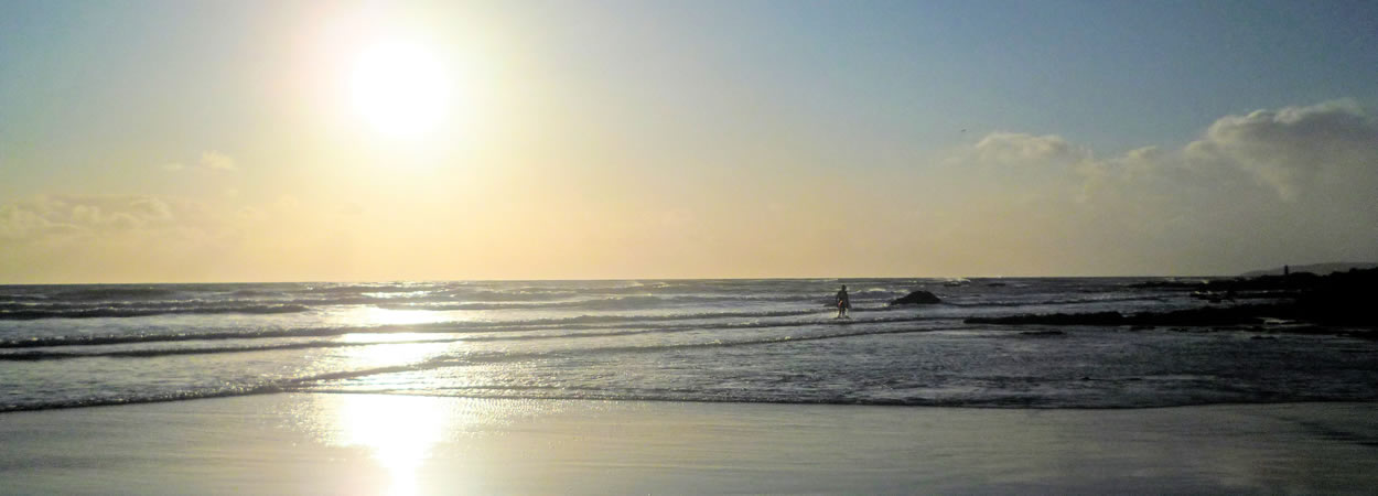 On the beach at sunset